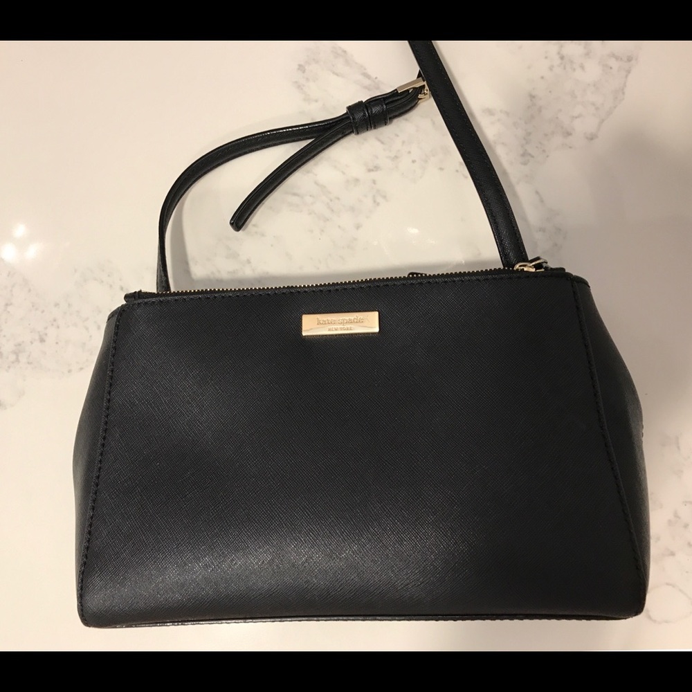 Kate Spade black leather crossbody handbag